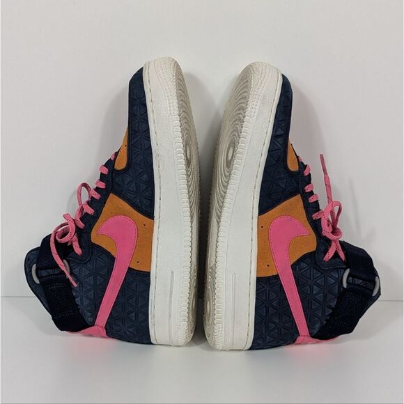 Nike Air Force 1 Hi PRM Suede Dynamic Pink High Top Sneakers in Blue 7 - Picture 5 of 9